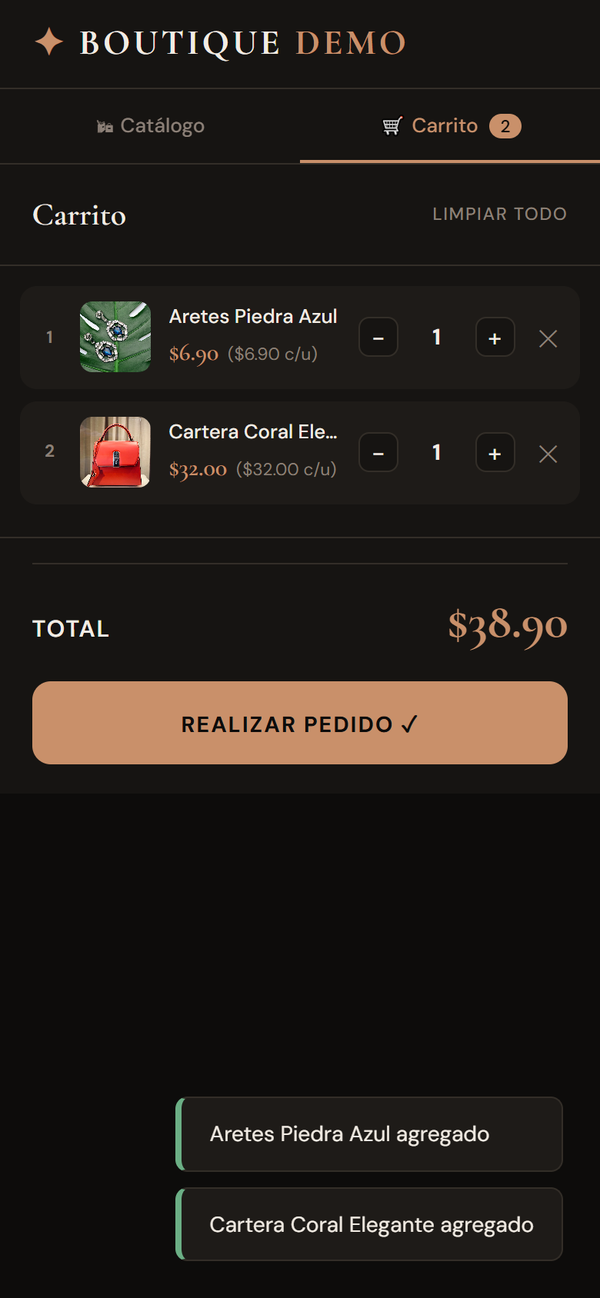 El carrito del catalogo con productos agregados